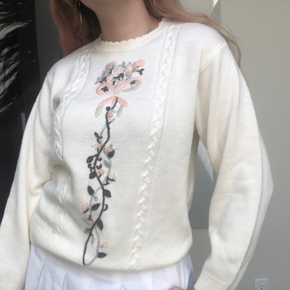 vintage 90s cottagecore Alia crewneck sweater size S